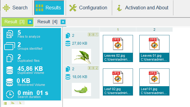 Results tab