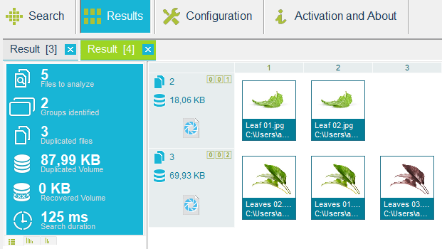 Results tab