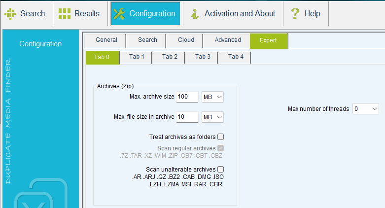 Configuration expert tab