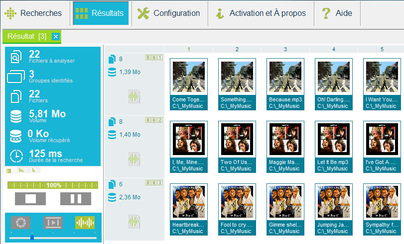 Onglet recherche
