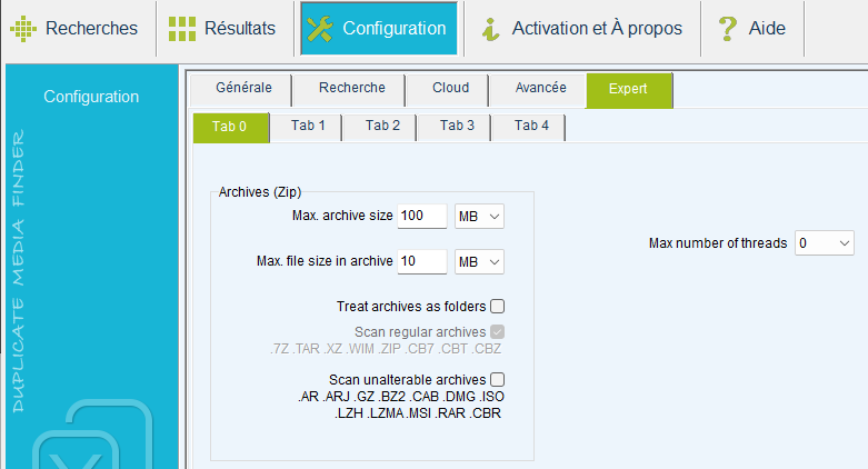 Configuration expert tab