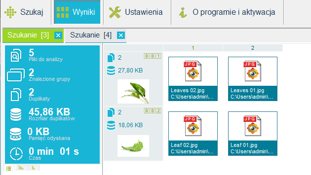 Zakładka Wyniki