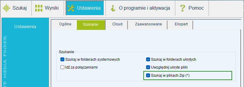 Configuration search tab
